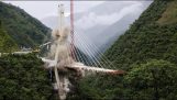 A bridge under construction is destroyed in Colombia