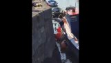 Drunk guy tries to jump on boat (Fail)