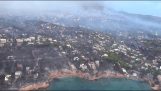 Zerstörung durch einen Brand im östlichen Attika – Filmmaterial vom Hubschrauber
