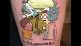 Рик и Морти зеленый экран татуировки