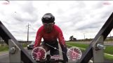 A cyclist at 202 km/h