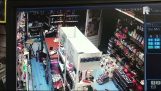 Store owner locks robbers inside