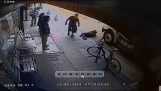 Man pushes random passerby in front of oncoming truck