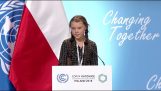葛丽泰·桑伯格讲话的联合国气候变化会议COP24