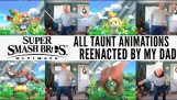 A man of 67 years imitating all the characters of Super Smash Bros Ultimate