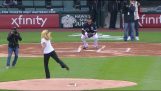 Photographer gets hit with ceremonial first pitch