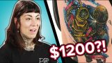 Professional tattooists try to guess the price of tattoos