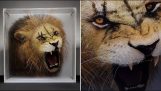 Denna konstnär målar djur i 3D på lager av glas