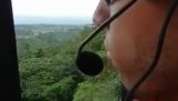Helicopter flight over the jungle