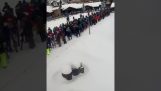 Long line at the ski lift