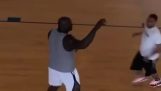 Shaquille O’Neal playing in an amateur basketball game