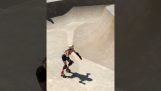 girl does a flip while skating