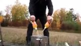 What happens when you throw canned food into boiling oil?