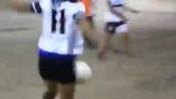 A soccer match between men and women