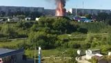 Explosie van een tankstation in Novosibirsk, Rusland