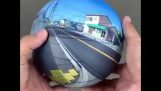 Panoramic photo painted on a sphere