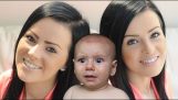 Babys verwirrt durch Zwillings-Eltern-Zusammenstellung