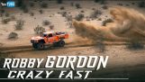 Robby Gordon at high speed in a desert