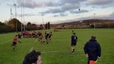 Backheel spark i et Rugby-spill