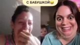 Call with kid and grandma – snapchat face shock filter
