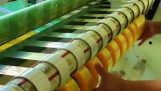 How adhesive tape is rolled up in the factory