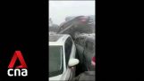 Huge pileup involving 200 cars in China