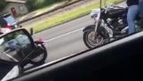 Road rage between a car and bikers