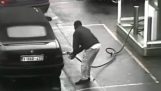 Car explosion at gas station