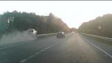 Driver pulls off road patrol in Russia