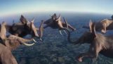 Digitale Tiere tun Akrobatik