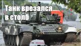 Minsk'te bir tank ile Kaza – bir tank bir direğe çarptı