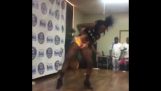 Girl sets crotch on fire during dance competition!