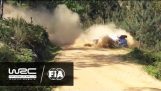 A rally car triggers a fire