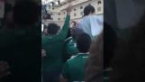 Mexicans throw South Korean fan in the air