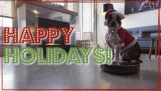 क्रिसमस कुत्ते एक Roomba पर