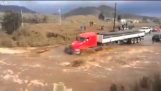 זה נהג משאית ’ מחכים סביב המשאית אובדניות על פני נהר בקאמיון suicida atraviesa el ריו