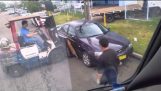 Workers Move Legally Parked Car With A Forklift!
