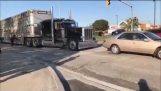 Vegan protesters TRY to stop semi truck