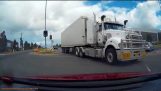 Truck Blows Through Red Light Nearly Kills Driver