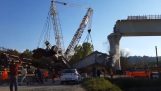 Fall crane during construction of a bridge