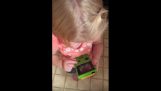 O fetiţă încearcă să joace Game Boy