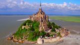 Nádherné zábery s Drone od opátstvo Mont Saint-Michel