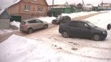 The snowy downhill in Russia