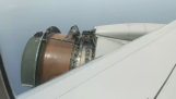 An airplane loses part of its in-flight engine
