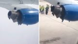 motore aereo disciolto durante il volo