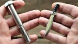 Un șurub este convertit în cuțit în miniatură