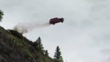 Old cars thrown from cliff
