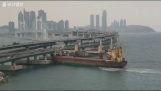 Cargo ship collides at bridge