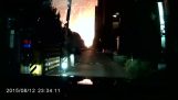 Auto kamera zaznamenává exploze v Tchien-ťin