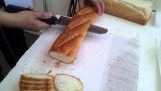 Cutting bread with an ultrasonic knife